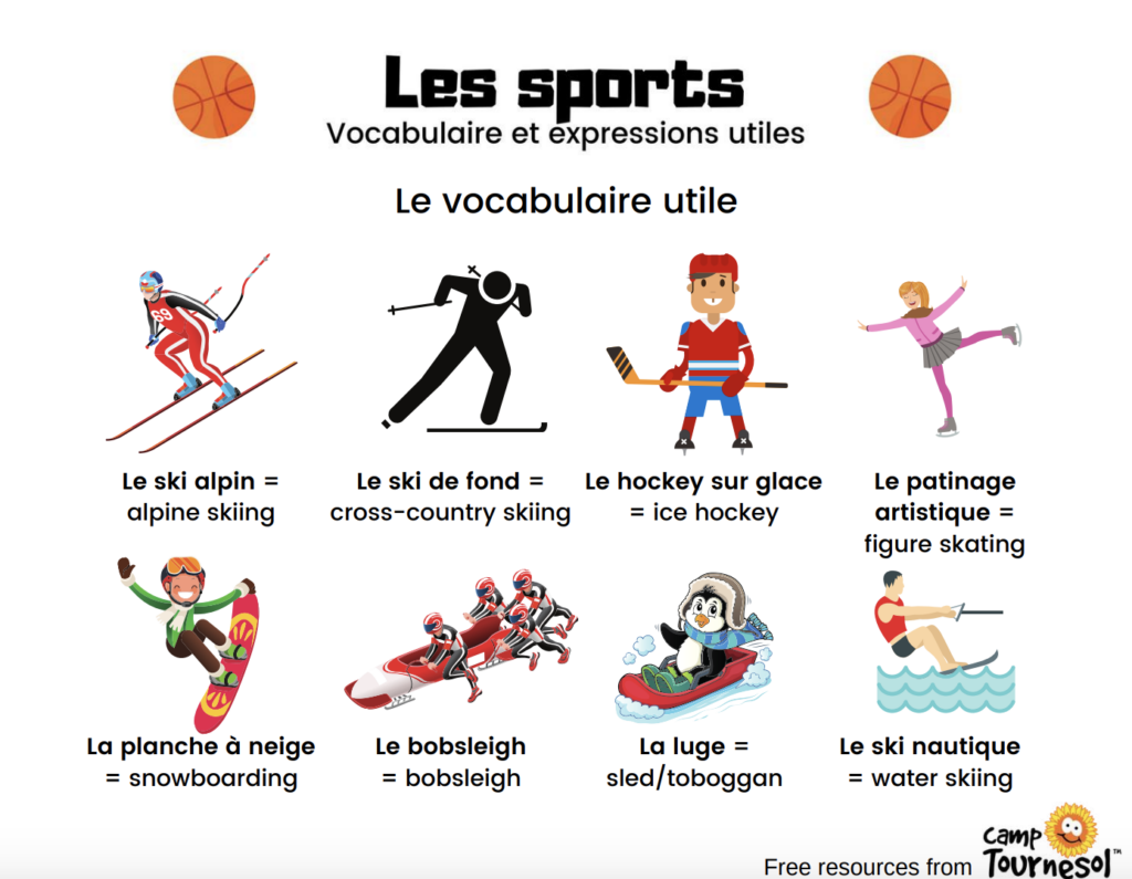 Free French workbook les sports